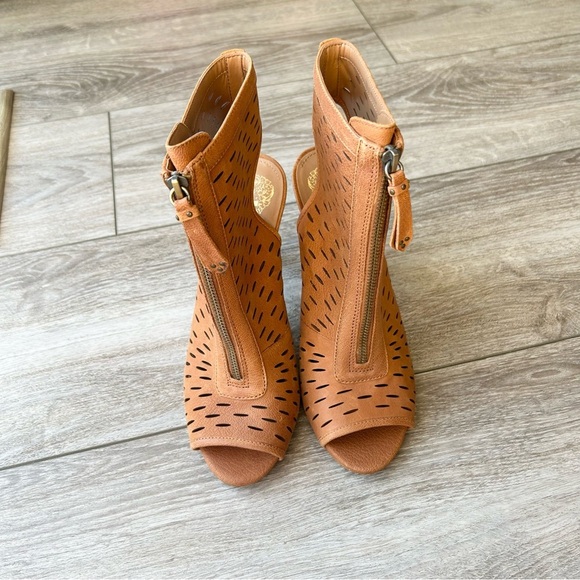 Vince Camuto Waver Silk Goat Cut Out Open Toe Leather Heeled Booties - Picture 3 of 13